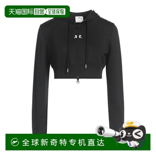 香港直邮潮奢 女士 1h可退 Courreges 舒适时 连帽卫衣 black黑色
