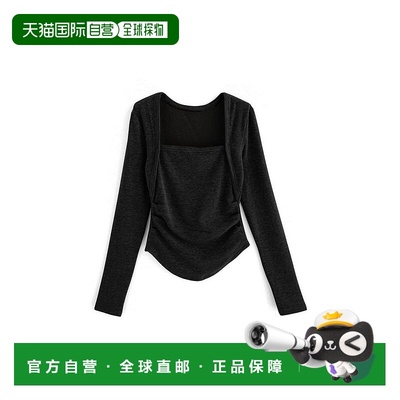 日本直邮日潮 GRL 方领侧褶上衣 yz644 韩系早秋氛围感穿搭