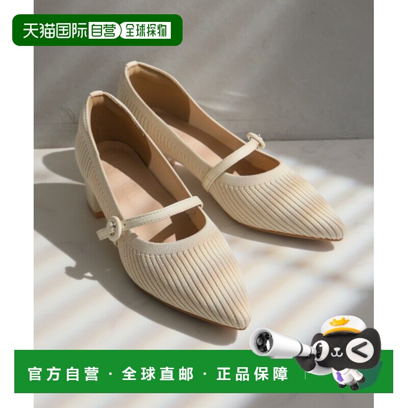 日本直邮Vivian 女装 针织玛丽珍高跟单鞋 4cm粗跟尖头舒适通勤女,女鞋,浅口单鞋,淘宝优惠券,粉丝福利购,淘宝优惠卷