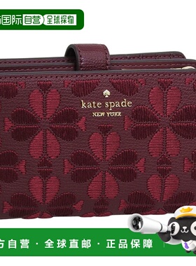 日本直邮Kate Spade 女士对折钱包红色皮革Spade Flower Med Comp