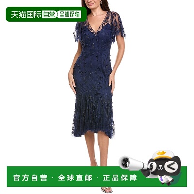 自营Theia Gretchen Beaded Cocktail Dress - blue 美国奥莱直发