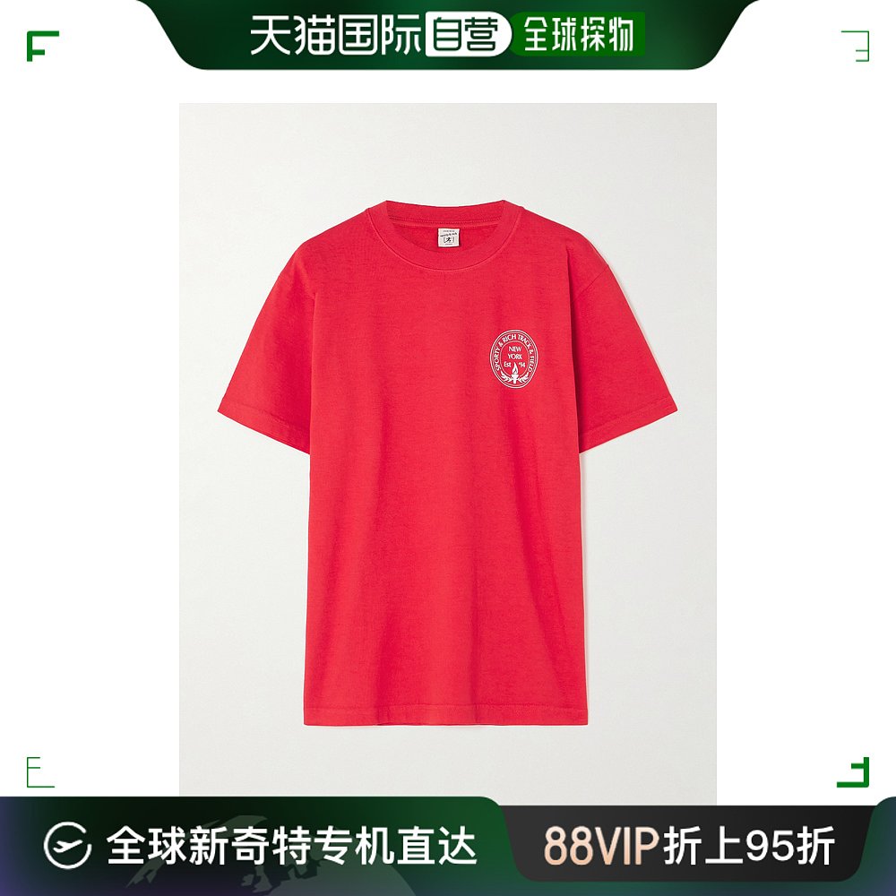 香港直邮潮奢 SPORTY& RICH女士 Central Park印花棉针织T恤 T