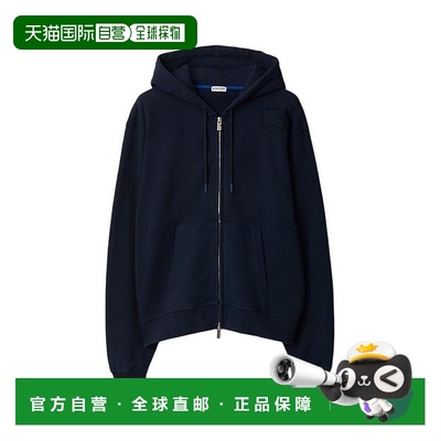 自营欧洲直邮Burberry/博柏丽 男士海军蓝棉质马术骑士贴花连帽卫