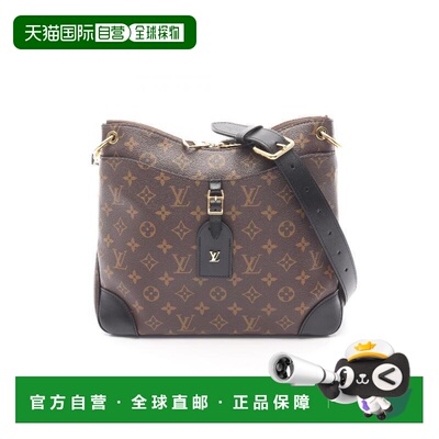 日本直邮中古LV路易威登女包A级95新Odeon帆布斜挎包棕色