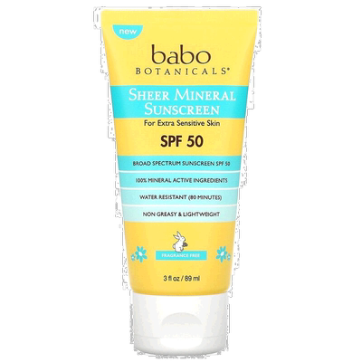 美国直邮Babo Botanicals芭葆全粹防晒霜矿物质保湿89ml长袖