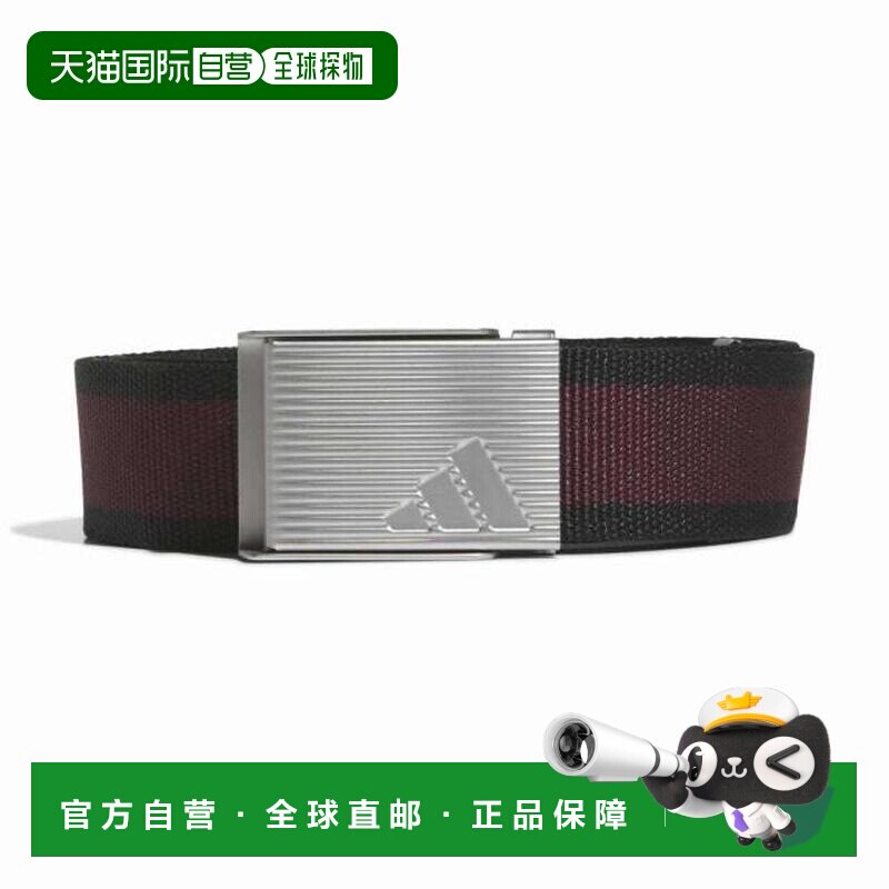 日本直邮adidas 阿迪达斯双面条纹织带腰带 KVM08-KQ7728 黑/深红图片