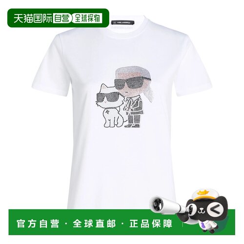 1h可退 欧洲直邮KARL LAGERFELD 女士T恤 A1W17131100 CO 白色 短