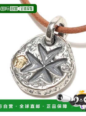 1h可退 日本直邮Bill Wall Leather男士18K金镶嵌刻印锤痕吊坠 配