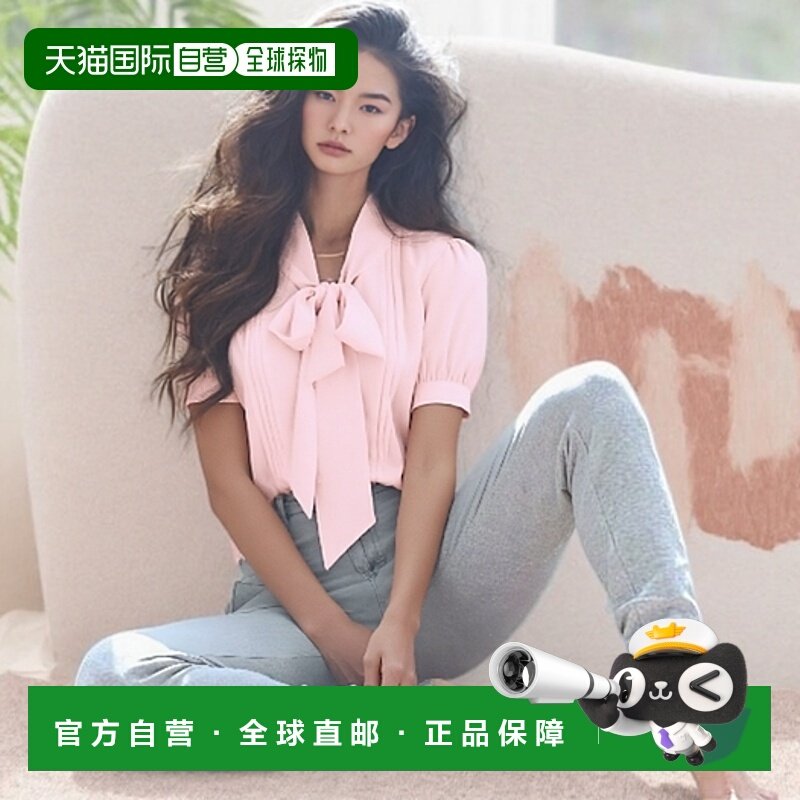 1h可退 日本直邮tocco closet 女士半袖蝴蝶结衬衫 精致小立领通