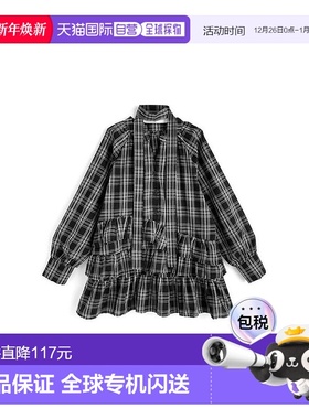 日本直邮日潮 GRL 系带格纹荷叶边衬衫连衣裙ac2618格子