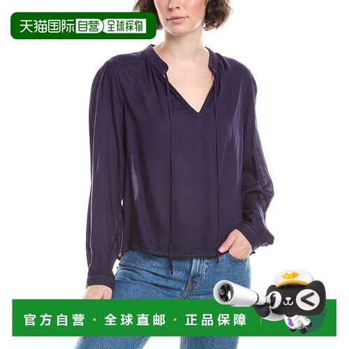 自营Bella Dahl花朵领带衬衫-蓝色 美国奥莱直发