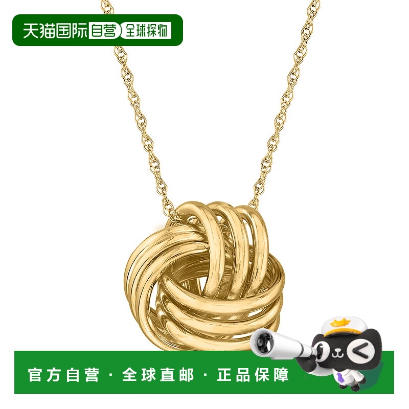 自营 Ross-Simons 14 克拉黄金爱心结吊坠项链 - 20 英寸 美国奥