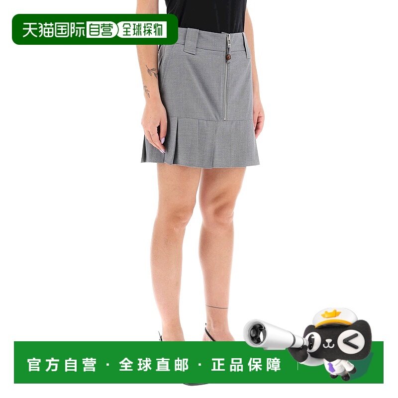 香港直邮GANNI 女士半身裙 F8164921 AW2023 灰色 拉链半身裙