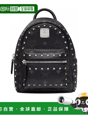 香港直邮MCM 女士双肩包 MMK8AVE04BK 黑色 logo印花双肩包