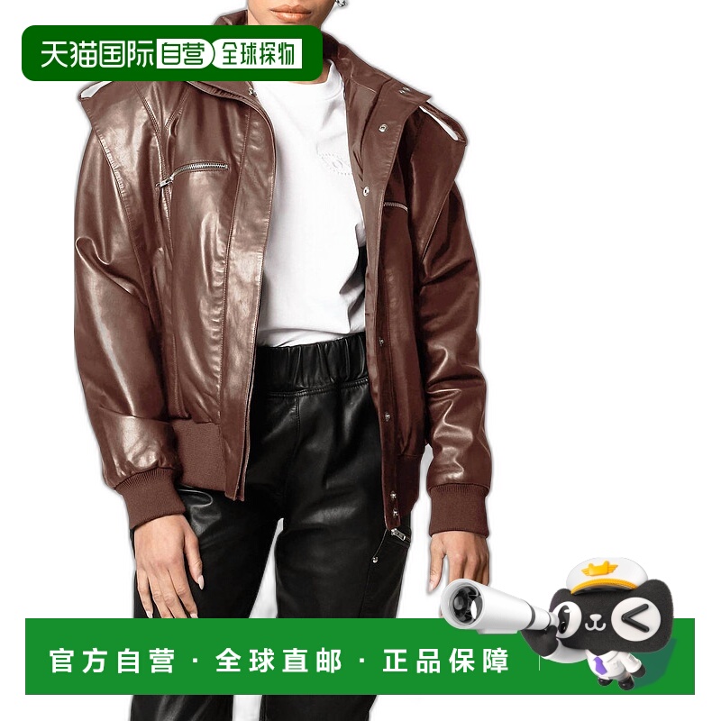 自营 nicole miller棕色皮革太空夹克 - 棕色 美国奥莱直发