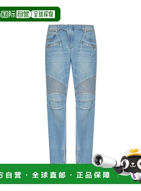 香港直邮BALMAIN 男士牛仔裤 FH1MG115DF816AW AW2025 蓝色 腰带