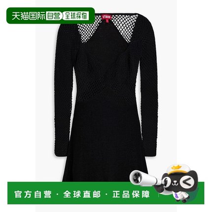 1h可退 香港直邮Staud 女士 Jocelyn 钩花迷你连衣裙 48920004BLK