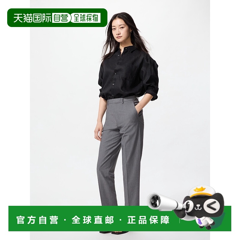 日潮跑腿UNIQLO优衣库女弹力九分裤商务休闲西裤71cm加长款473645