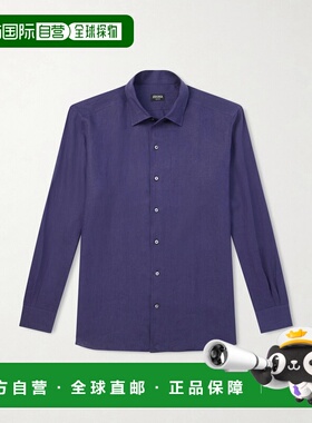 1h可退 香港直邮潮奢 zegna 杰尼亚 男士 Oasi 亚麻衬衫 UHX30A3S