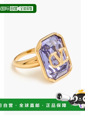 香港直邮valentino 华伦天奴 女士 VLOGO 镀金水晶戒指 W2J0S50YC