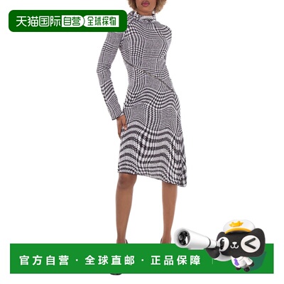 自营 Burberry Houndstooth图案迷笛连衣裙-单色ip pttn 美国奥莱