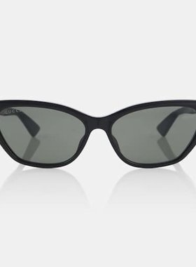 潮奢 Gucci 古驰 女士 双G猫眼太阳眼镜 black黑色 舒适时尚