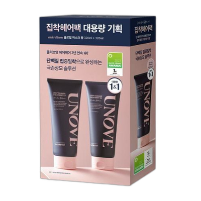 韩国直邮unove柔诺伊发膜大容量深层保护柔顺防躁顺滑320ml*2正品