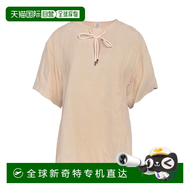 香港直邮潮奢 TOTÊME 女士 上衣 brown棕色 舒适时尚亚麻