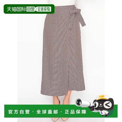 自营 yal new york勃艮第Houndstooth Midi裙子-勃艮第 美国奥莱