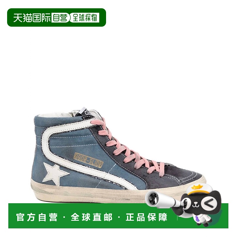 自营golden goose女式拖鞋经典运动鞋,蓝色牛仔/深蓝色/白色-蓝/