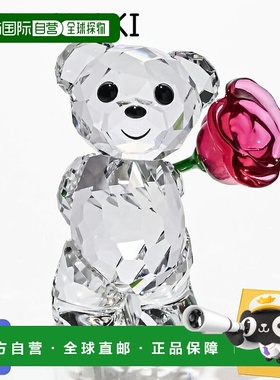 日本直邮施华洛世奇水晶公仔 Kris Bear 一朵玫瑰花 5691390 室内