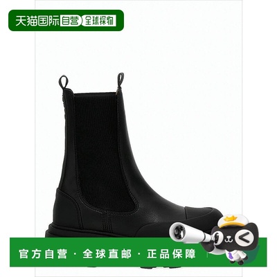 自营ganniBlack Ankle Boots With Rugged Rubber Sole - white