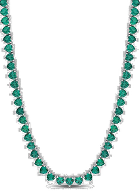 自营 925 纯银 Mimi & Max 24 CT TGW 心形翡翠网球项链 - 绿色