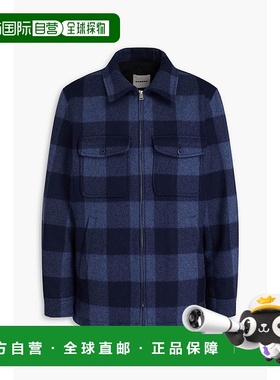 香港直邮Sandro 男士 格纹羊毛混纺毛毡夹克 SHPBL00874BLEU