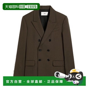 香港直邮Ami Paris 羊毛华达呢双排扣西装外套 HBV217WV0026.