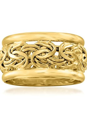 【美国奥莱】直发 Ross-Simons 18kt 黄金宽拜占庭戒指 - 黄色