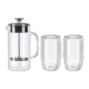 自营 ZWILLING Sorrento 双层法压壶和拿铁玻璃杯 - 透明 27 盎司
