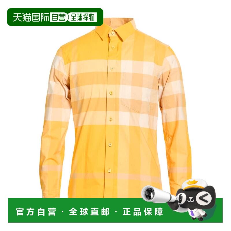 1h可退 香港直邮潮奢 Burberry 巴宝莉 男士 花纹衬衫 yellow黄色,男装,衬衫,淘宝优惠券,粉丝福利购,淘宝优惠卷