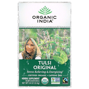 香港直发Organic India图尔西原味散叶茶舒缓压力原味无咖啡32.4g