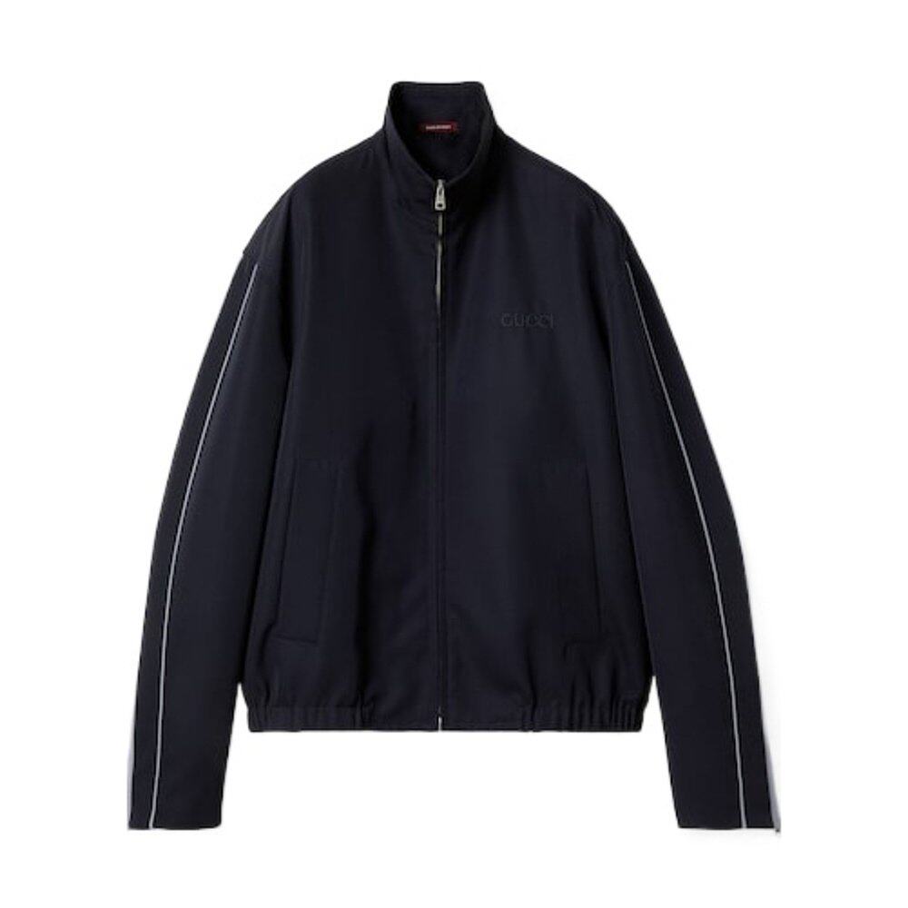 GUCCI 男士夹克 804960ZAQGS4440 SS2025 黑色 长袖斜纹夹克