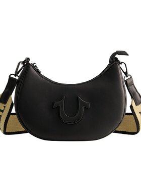 true religion【美国奥莱】直发 LOGO肩带新月形HOBO - 黑色