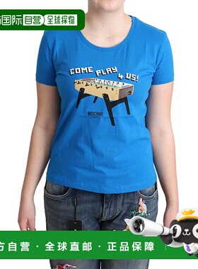 自营 Moschino Cotton Come Play 4 US 印花女式 T 恤 - 蓝色 美