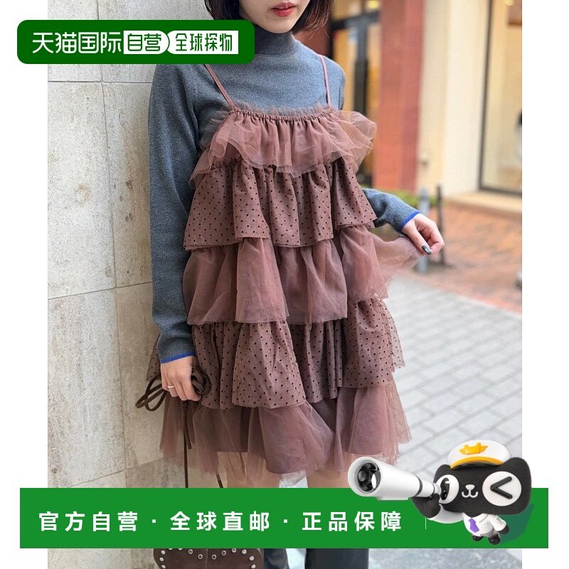 1h可退 日本直邮W closet 女装 波点雪纺吊带迷你连衣裙 宽松舒适