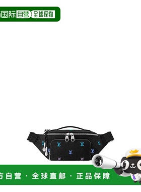 自营欧洲直邮LV/路易威登 ceinture Rush男士黑色牛仔布腰包