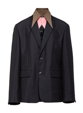 Prada 单排扣羊毛西装外套 UGM2341WC1S232