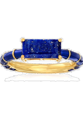 自营Ross-Simons 18kt 黄金与深蓝色珐琅青金石戒指 美国奥莱直发