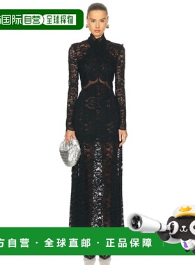 1h可退 香港直邮Rabanne 女士 长袖蕾丝长款连衣裙 26PJRO233PA01