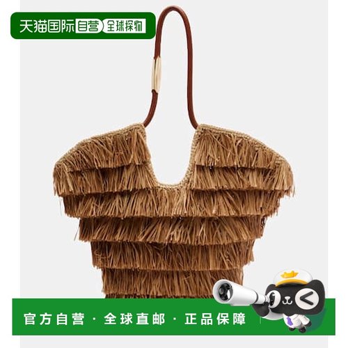 1h可退 香港直邮ZIMMERMANN 女士 Goldentime 中号拉菲草编织手提