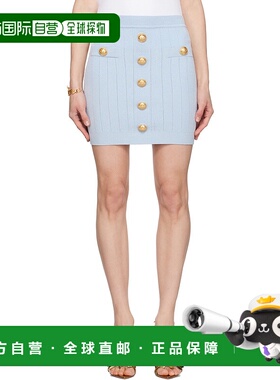 1h可退 香港直邮潮奢 Balmain 巴尔曼 女士 蓝色 Knit Button 短