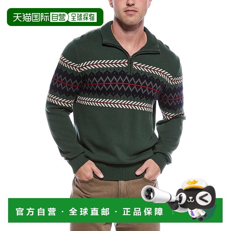 自营WEATHERPROOF VINTAGE Pinpoint Fairisle 1/4-Zip Mock Neck